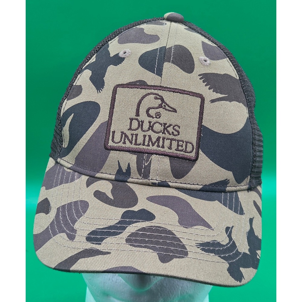 Ducks Unlimited Camo Trucker Hat Mesh Snapback Adjustable Cap Brown Camo NEW
